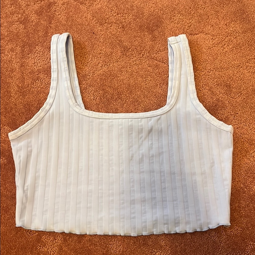 Offline Blue Ribbed Cropped Tank Top